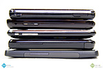 Porovnání zařízení (odspodu) - HTC HD2, HTC Touch HD, Apple iPhone 3G, Samsung Omnia II, Samsung Omnia (3)