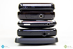 Porovnání zařízení (odspodu) - HTC HD2, HTC Touch HD, Apple iPhone 3G, Samsung Omnia II, Samsung Omnia (2)