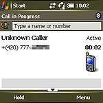 Probíhající hovor s neznámým volajícím