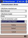 BT PhoneManager - výběr telefonu